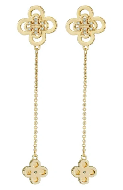 Tory Burch Kira Clover Front/back Drop Earrings In Gold