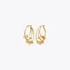 Tory Burch Kira Clover Triple Hoop Earring In Tory Gold