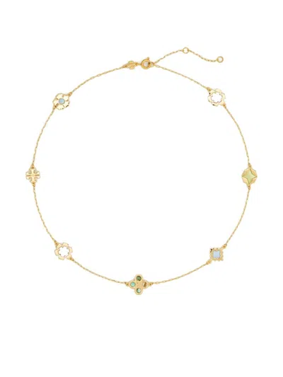 Tory Burch Kira Clover Station Necklace In Tory Gold