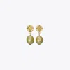 Tory Burch Kira Clover Pearl Drop Earring In Green/green
