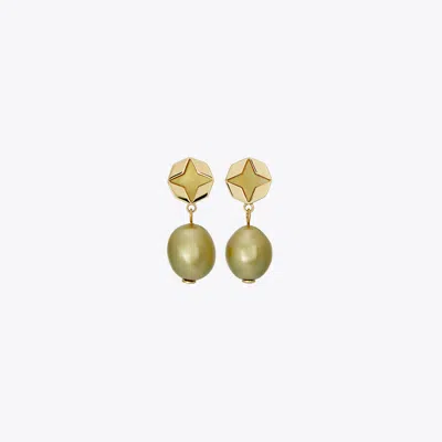Tory Burch Kira Clover Pearl Drop Earring In Gold