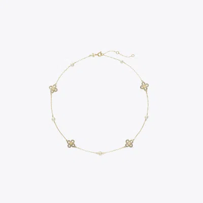 TORY BURCH KIRA CLOVER PEARL NECKLACE