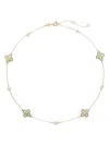 Tory Burch Kira Clover Pearl Necklace In Gold