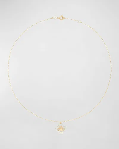Tory Burch Kira Clover Pendant Necklace In Tory Gold Mother