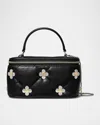Tory Burch Kira Clover Quilted Leather Vanity Top-handle Bag In Black