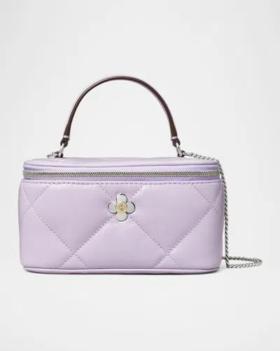 Tory Burch Kira Clover Quilted Leather Vanity Top-handle Bag In Purple Heather