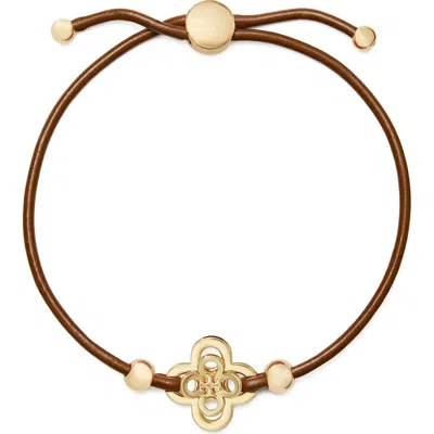 Tory Burch Kira Clover Slider Bracelet In Brown