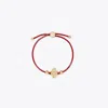 Tory Burch Kira Clover Sliding Bracelet In Tory Gold/matchstick Red