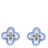 Tory Burch Kira Clover Stacked Stud Earrings In Blue