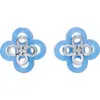Tory Burch Kira Clover Stacked Stud Earrings In Blue