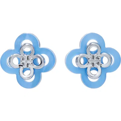 Tory Burch Kira Clover Stacked Stud Earrings In Blue