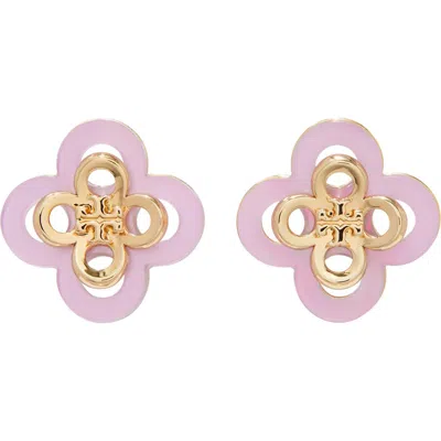 Tory Burch Kira Clover Stacked Stud Earrings In Pink