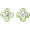 Tory Burch Kira Clover Stacked Stud Earrings In Green