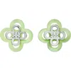 Tory Burch Kira Clover Stacked Stud Earrings In Tory Silver/mint