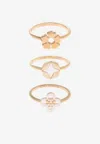 Tory Burch Kira Clover Stacking Ring Set - Set Of 3 In Gold