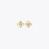 Tory Burch Kira Mother-of-pearl Clover Stud Earrings In Tory Gold/mother Of Pearl