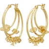 Tory Burch Kira Clover Triple Hoop Earring In Tory Gold