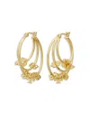 Tory Burch Kira Clover Triple Hoop Earring In Gold