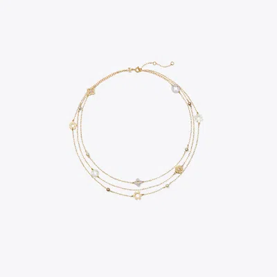 TORY BURCH KIRA CLOVER TRIPLE-STRAND NECKLACE