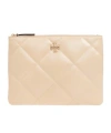 Tory Burch Kira Leather Clutch In Nude