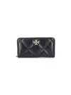 Tory Burch Kira Diamond Quilt Zip Continental Wallet In Black