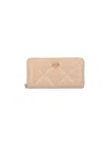 Tory Burch Quilted Pattern Leather Wallets In Neutral