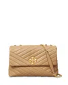 Tory Burch Kira Chevron Small Convertible Leather Shoulder Bag In Desert Dune/gold