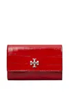 Tory Burch Kira Croc-embossed Flap Wallet In Red