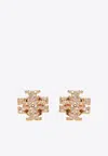 Tory Burch Kira Crystal Pave Stud Earrings In Gold