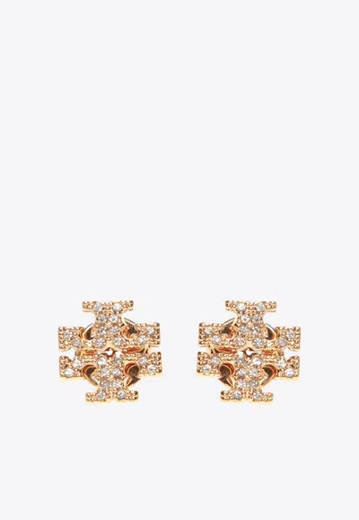 Tory Burch Kira Crystal Pave Stud Earrings In Gold