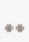 Tory Burch Kira Crystal Pave Stud Earrings In Silver