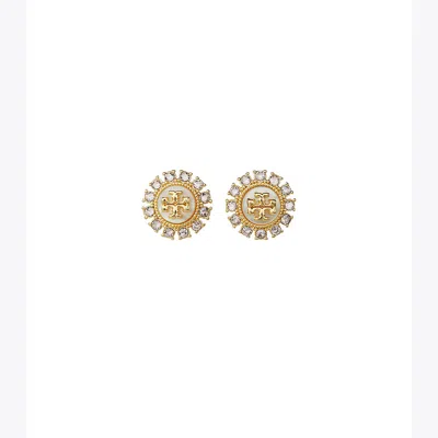 Tory Burch Kira Crystal Stud Earring In Tory Gold / Mop / Crystal
