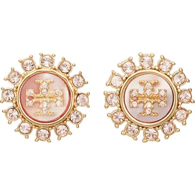 Tory Burch Kira Crystal Stud Earrings In Gold