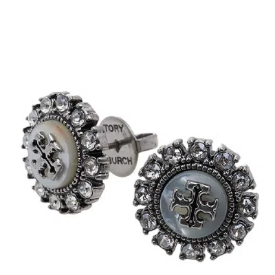 Tory Burch Kira Crystal Stud Earrings In Silver