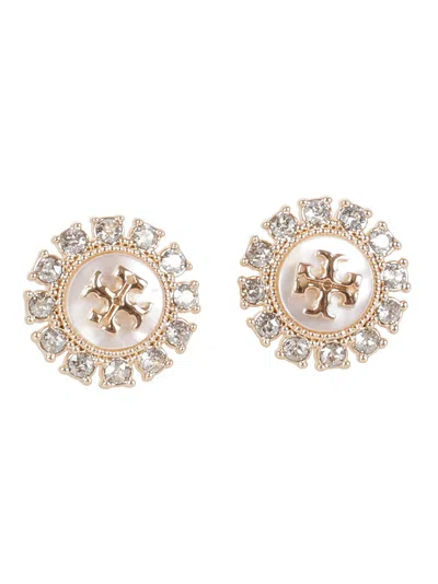 Tory Burch Kira Crystal Stud Earrings In Tory Gold