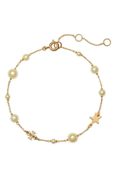 Tory Burch Kira Cultured Pearl Chain Bracelet In Gold