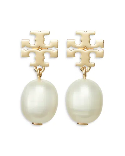 Tory Burch Kira Cultured Pearl Drop Earrings In Ivory/gold