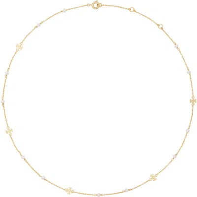 Tory Burch Kira Cultured Pearl Necklace In Tory Gold/pearl