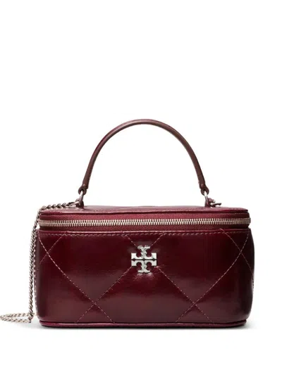 Tory Burch Kira Daimond Disdressed Vanity Case In Burgundy