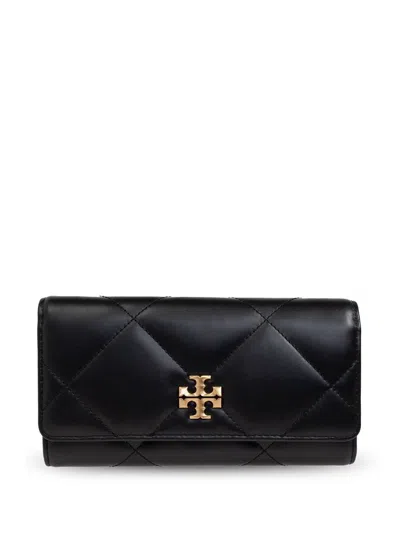 Tory Burch Kira Daimond Quilt Flap Wallet In Black  