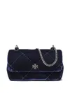Tory Burch Kira Daimond Quilt Mini Flap In Blue