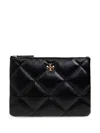 Tory Burch Black Calf Leather Clutch Bag In Black  