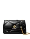Tory Burch Small Kira Diamond Quilted Convertible Leather Shoulder Bag In Black