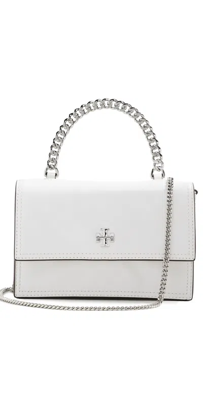 Tory Burch Kira Deconstructed Mini Top Handle Chain Wallet Bianco In White