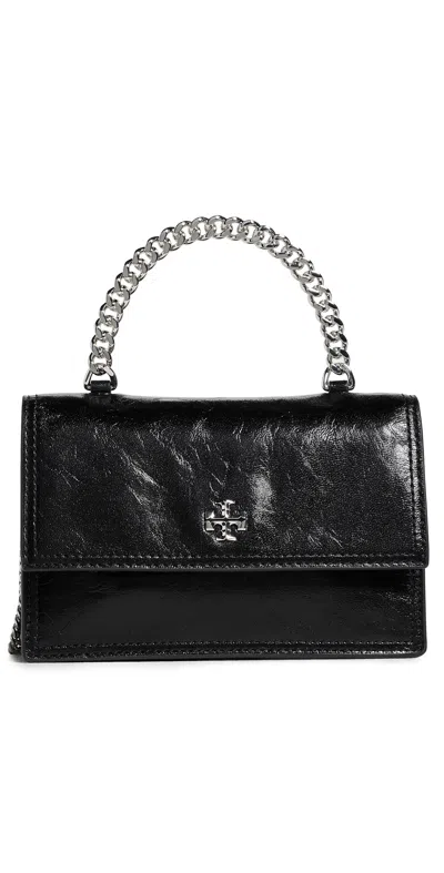 Tory Burch Kira Deconstructed Mini Top Handle Chain Wallet Black