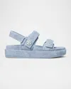 Tory Burch Kira Denim Dual-band Sport Sandals In Blue Cloud