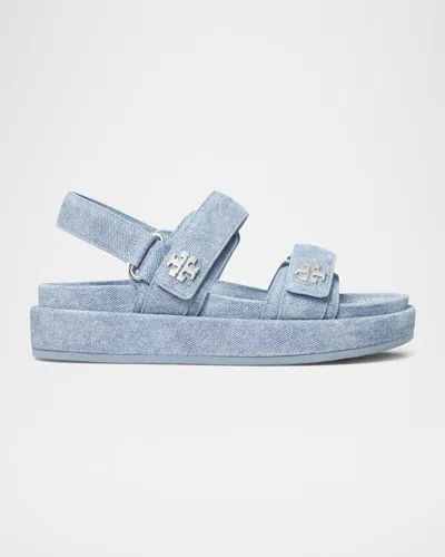 Tory Burch Kira Denim Dual-band Sport Sandals In Blue Cloud