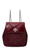 Tory Burch Kira Distressed Diamond Quilted Leather Backpack In Red