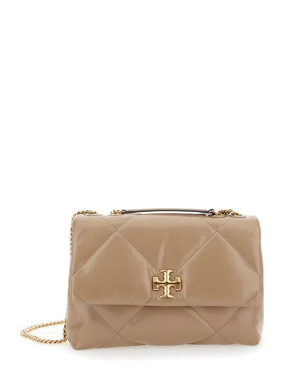 Tory Burch 'kira Diamond' Beige Crossbody Bag With Double T Logo