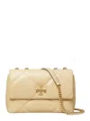 Tory Burch Kira Diamond Beige Crossbody Bag With Double T Logo In Quilted Leather Woman